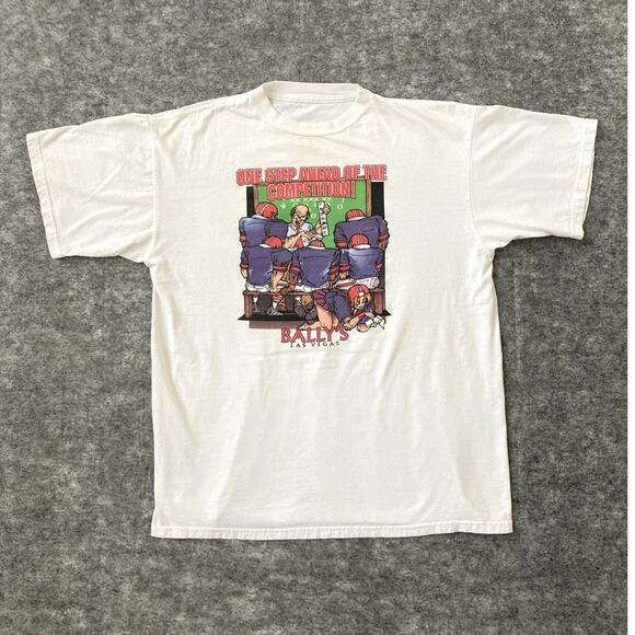 Vintage Bally's Los Vegas T-Shirt Mens XL Nevada Adult Funny Football White - Picture 2 of 10
